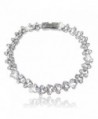 EVER FAITH Bridal Silver-Tone Circle Flower Bracelet Chain Clear Austrian Crystals - C611GS44RPD