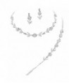 Elegant 3 Piece Clear Crystal Bridesmaid Bridal Necklace Earring Bracelet Set Silver Tone L2 - C311OLT34ZB