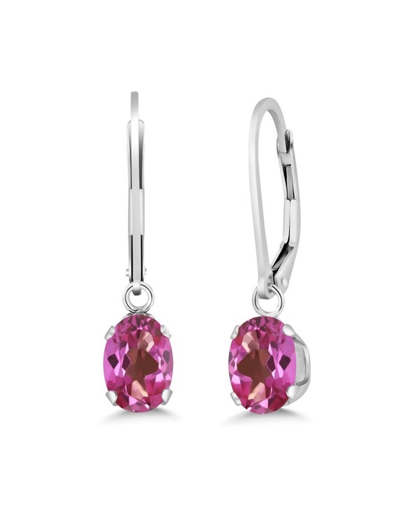 1.90 Ct Oval Pink Mystic Topaz 925 Sterling Silver Women's Earrings - C911L338YB7
