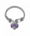 Purple Maid of Honor Pave Heart Bracelet Silver Plated Lobster Clasp Clear Crystal Charm - C8123HZCRKR