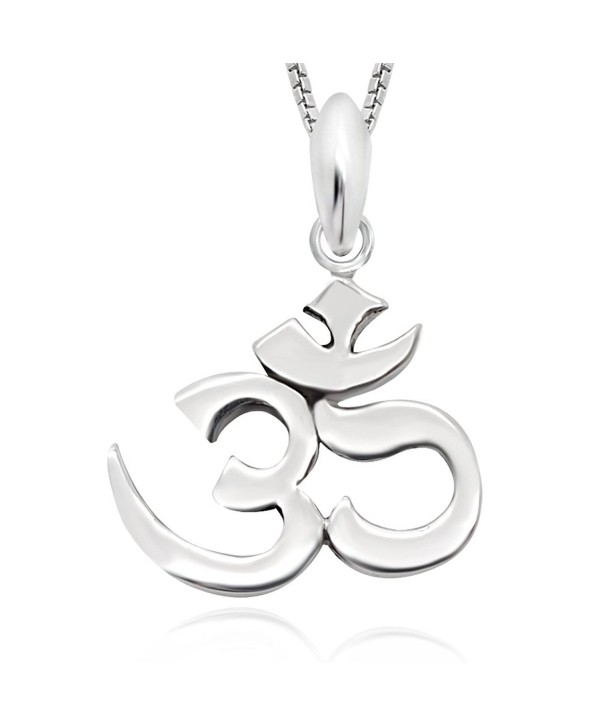 925 Sterling Silver Yoga Om Ohm Pendant Necklace 18" for Women - C7126QWT6NT