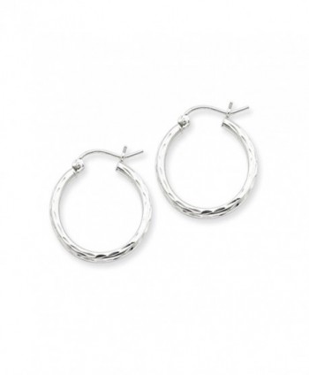 2mm Diamond Cut- Polished Sterling Silver Hoops - 20mm (3/4 Inch) - C4116RRBWZJ