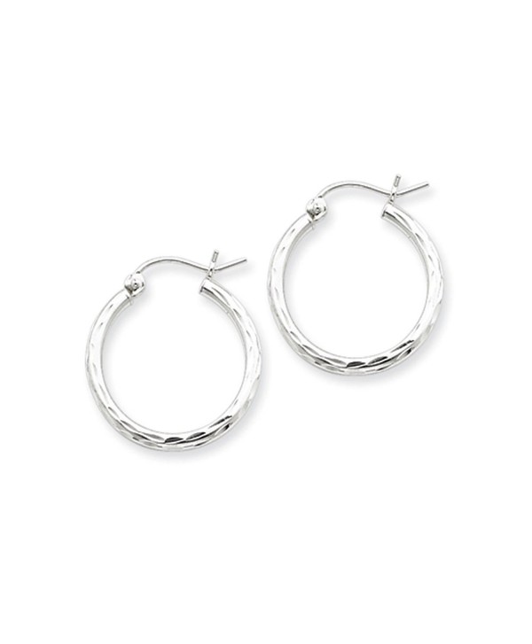 2mm Diamond Cut- Polished Sterling Silver Hoops - 20mm (3/4 Inch) - C4116RRBWZJ