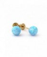 14k Yellow Gold 4mm Simulated Opal Ball with Baby Safe Screwback Earrings - CS11JGIV8MN