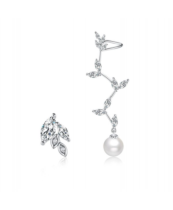 Mevecco Crawler Climber Earrings Pin Pearls2 SL - Pearls2-Silver - CW186L44IOZ