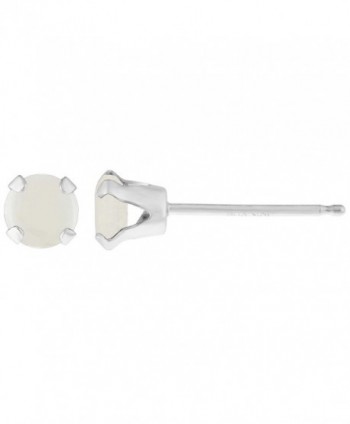 .32 CT Round 4MM White Opal 14K White Gold Stud Birthstone Earrings - CM12G58K61F