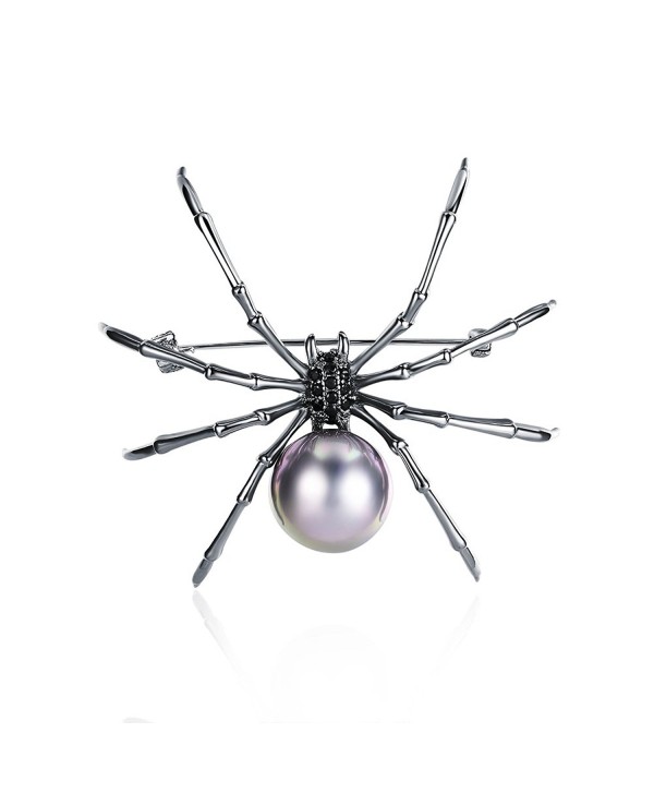 Mytys Jewelry Womens Spider Pin Brooch Drop Pendant for Women Gun Color Plated - C6187HZA2IE