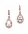 Mariell 14K Rose Gold Plated Cubic Zirconia Bridal Earrings with Pear Shape Drops - Our 1 Small Dangles - CI11ZP6U3WB