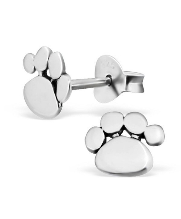 925 Sterling Silver Paw Print Stud Earrings 21170 - CU12D0691XT