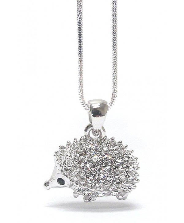 Lola Bella Gifts Crystal Hedgehog Necklace with Gift Box - CA12K9F9VEN