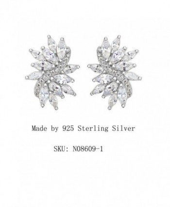 Women's Cubic Zirconia Elegant Bridal Floral Leaf Pierced Stud Earrings ...