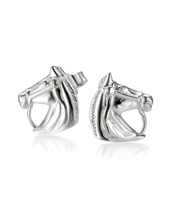 925 Sterling Silver Horse Symbol of success Stud Earrings - C411OTE8WPZ