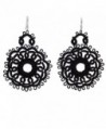 NOVICA Crochet Cotton Dangle Earrings with .925 Sterling Silver Hooks 'Black Flower Blossom' - CU12KLHBIPT
