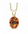 1.60 Ct 8x6mm Oval Shape Ecstasy Mystic Topaz Yellow Gold Plated Silver Pendant - C1118UL1I77