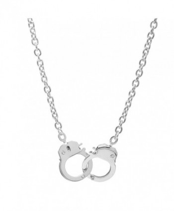 Spinningdaisy High Gloss Finish Silver Plated Handcuff Pendant Necklace - CV118665LBP