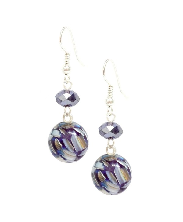 Bleek2Sheek Mulit-color Mosaic Marble and Crystal Dangle Earrings - C311P644EG3