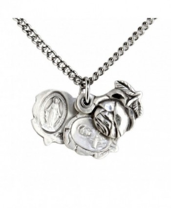 Heartland Sterling Silver Large Triple Slide Rose with Miraculous Pendant + USA Made + Chain Choice - CY119PYH3SB