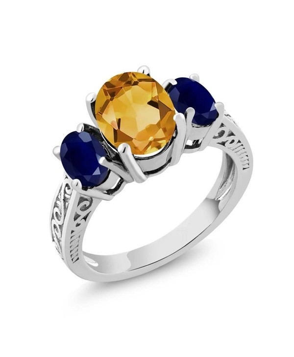 Citrine Sapphire Sterling 3 Stone Engagement - CA11GNAD16R