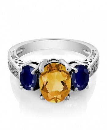 Citrine Sapphire Sterling 3 Stone Engagement