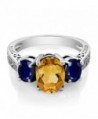 Citrine Sapphire Sterling 3 Stone Engagement