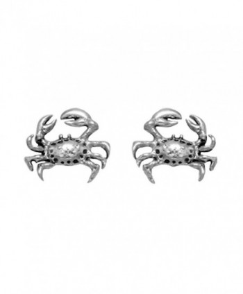 Small Sterling Silver Crab Stud Earrings - CI11DYX4P1H