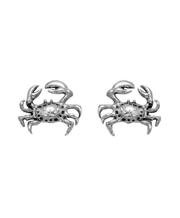 Small Sterling Silver Crab Stud Earrings - CI11DYX4P1H