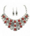 Large Abstract Bib Statement Silver Tone Boutique Necklace & Earrings Set -Assorted Colors - CF184A5OEM6