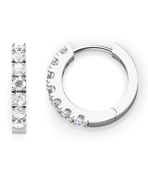 925 Sterling Silver Round CZ Cubic Zirconia Huggie Hoop Earrings - C5127OKS47V