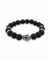Hamsa Hand Lava Rock Onyx Stretch Beads Energy Bracelet - C212HTI0ECV