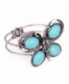 Huan Xun Women's Butterfly Shaped Bangle with Cracked Blue Turquoise Embellished - CL110AQ8YL7