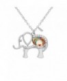 MANZHEN Lovely Crystal Elephant Pendant Abalone Shell Charm Necklace for Women Lucky Elephant Necklace - Silver - CX17XWCLMY5