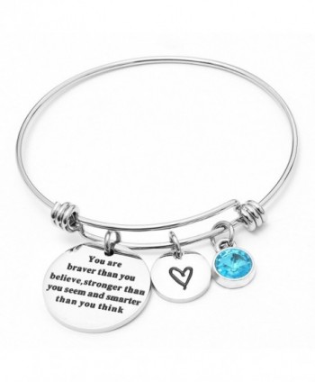 Liuanan Birthstone Jewelry You Are Braver Than You Believe Bangle Bracelets For Women Girls Gift - CW1887TUKA7