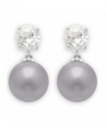 JanKuo Jewelry Rhodium Plated Gray Color Simulated Pearl with CZ Dangling Earrings - C9115J0XS1L