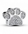 Everbling Sterling Silver European Bracelet - Dog Paw Prints With Clear CZ - CS1884GCDNI