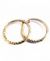 Clip on Earrings 1 inch Hoop Gold Or Silver Plated Textured Hoops Non Pierced - CF12JSP7953
