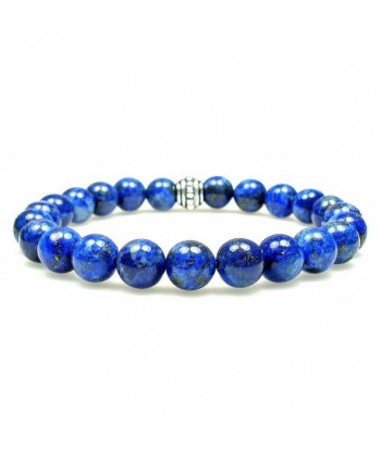 LAPIS LAZULI 8mm Round Genuine Crystal Gemstone Beaded Bracelet on Elastic Cord - CE12ODU5THX