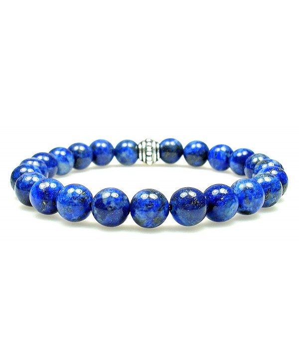 LAPIS LAZULI 8mm Round Genuine Crystal Gemstone Beaded Bracelet on Elastic Cord - CE12ODU5THX