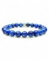 LAPIS LAZULI 8mm Round Genuine Crystal Gemstone Beaded Bracelet on Elastic Cord - CE12ODU5THX