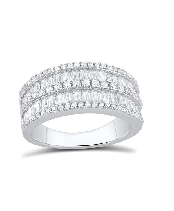 Sterling Silver Simulated Diamond Baguette Cut Statement Ring (Size 4 - 9) - CZ12CLV2N89