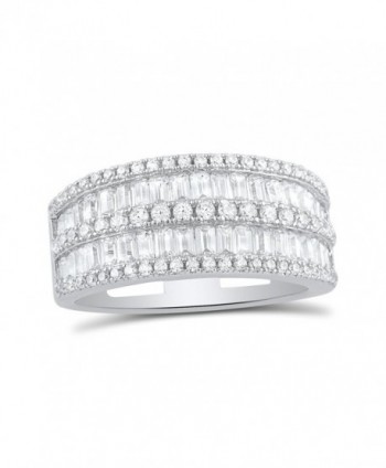 Sterling Simulated Diamond Baguette Statement in Women's Statement Rings