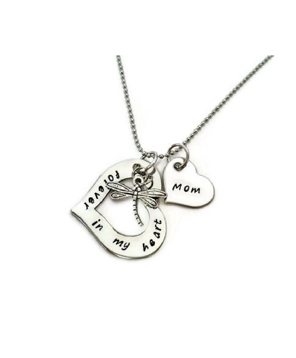 Sympathy necklace for "Mom" with dragonfly and heart - CV17Z6SHDO8