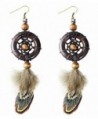 Best Wing Jewelry "Dream Catcher Feather /w Brown Wooden Beads" Dangle Earrings - CZ185MDWEOW