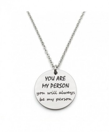 You Are My Person You Will Always Be My Person Best Friends Gift Stainless Steel Pendant Necklace - CG1882ENOCI