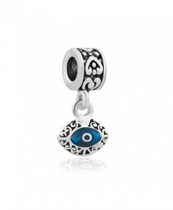 2 Sided Blue Evil Eye Protection Dangle Charm Jewelry Bead Fits European Compatible Bracelets - C512O27J7O0