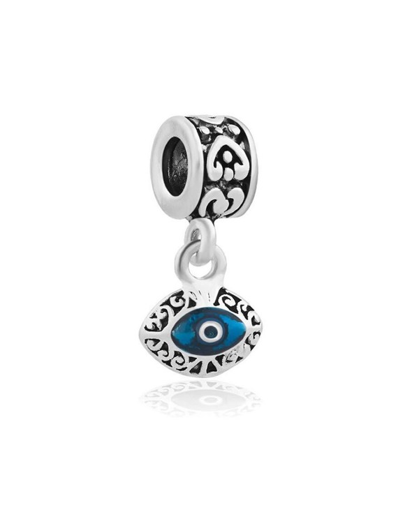 2 Sided Blue Evil Eye Protection Dangle Charm Jewelry Bead Fits European Compatible Bracelets - C512O27J7O0