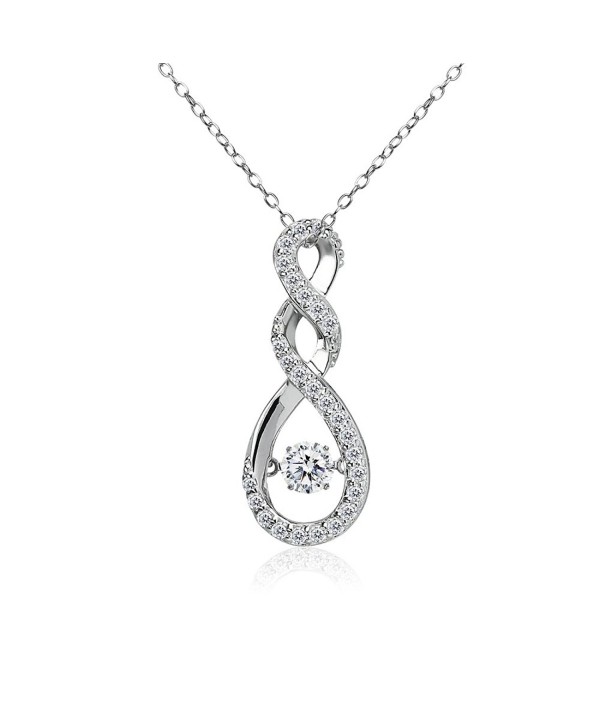 Sterling Silver Dancing Infinity Twist Necklace Made with Swarovski Zirconia - CE187UC9E6O