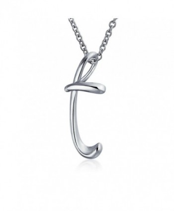 Bling Jewelry Sterling Silver Letter T Script Initial Pendant Necklace 18 inches - CD114G1V1IL