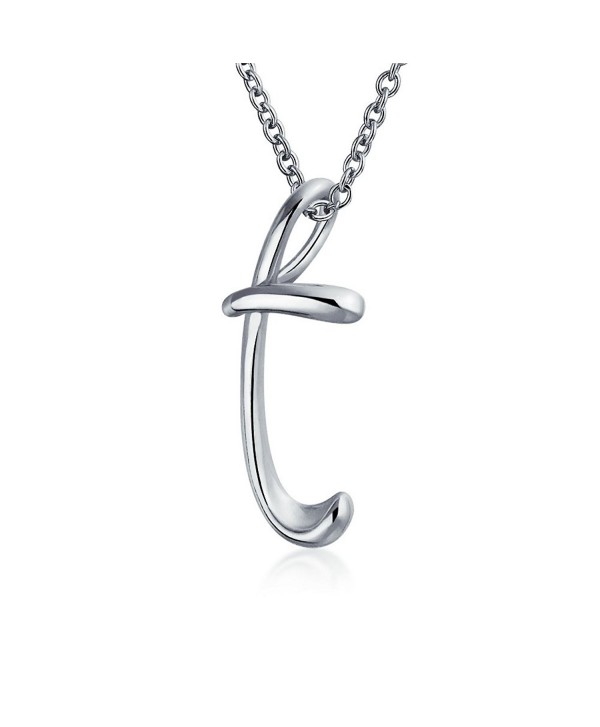Bling Jewelry Sterling Silver Letter T Script Initial Pendant Necklace 18 inches - CD114G1V1IL
