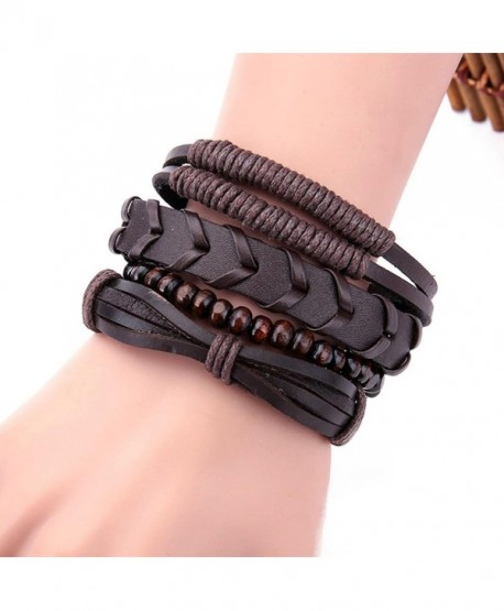 Susenstone Women Multilayer Bracelet-Handmade Bangle Leather Bracelets ...