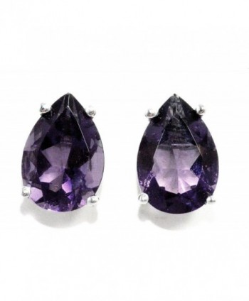 10x7mm Created Alexandrite Pear Stud Earrings .925 Sterling Silver Rhodium Finish - CV11I03BN7F